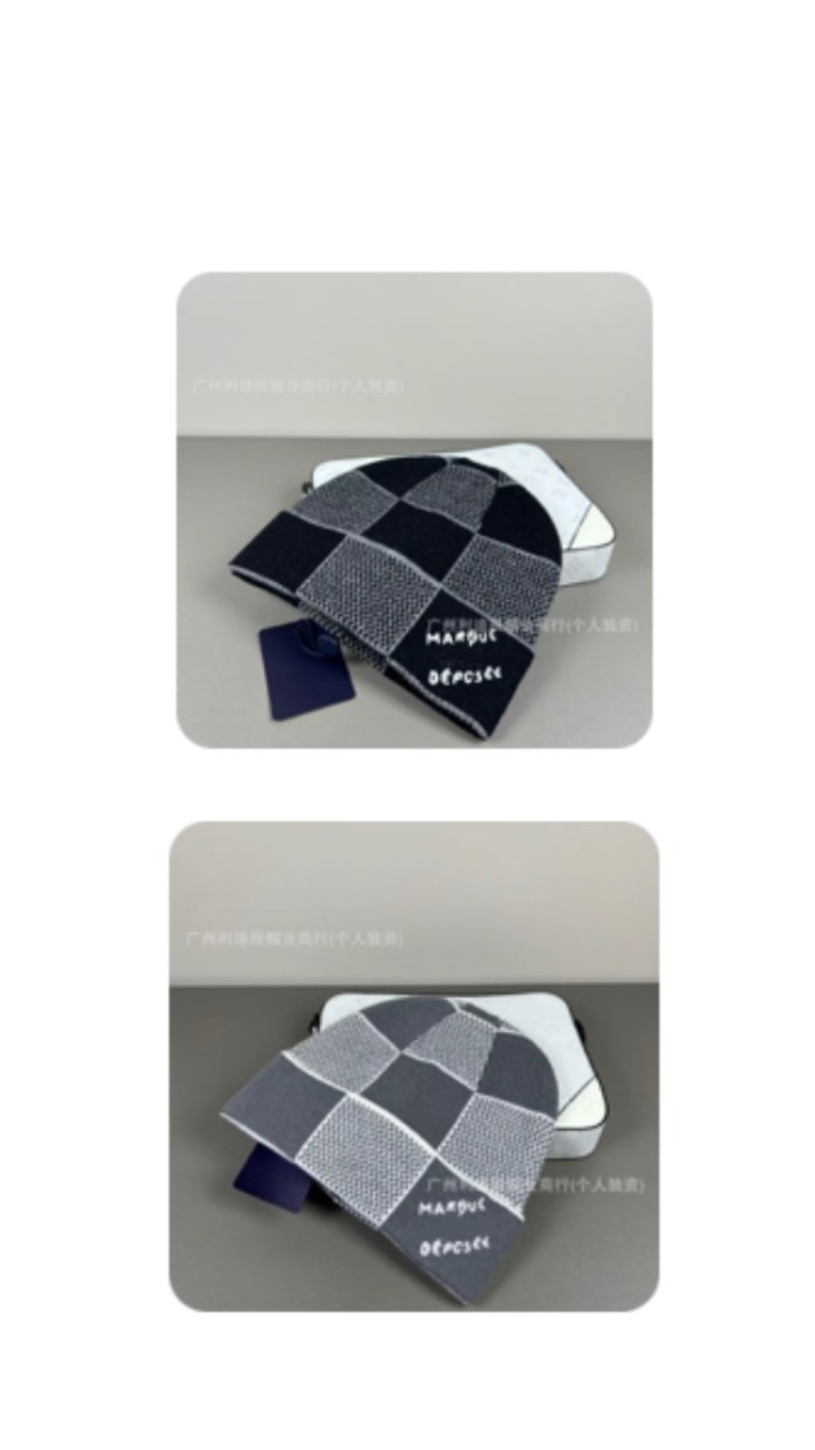 thumbnail for Cross-border autumn and winter warm hats, men's and women's outdoor cold-proof knitted hats, cold hats, plaid curled letter beanies, in stock